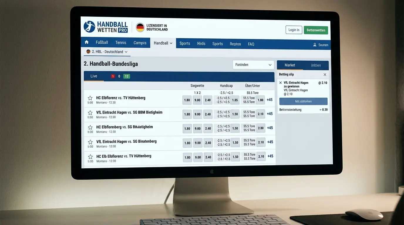 Anbieter-Abdeckung 2. Handball Bundesliga - welche Buchmacher die zweite Liga am besten abdecken