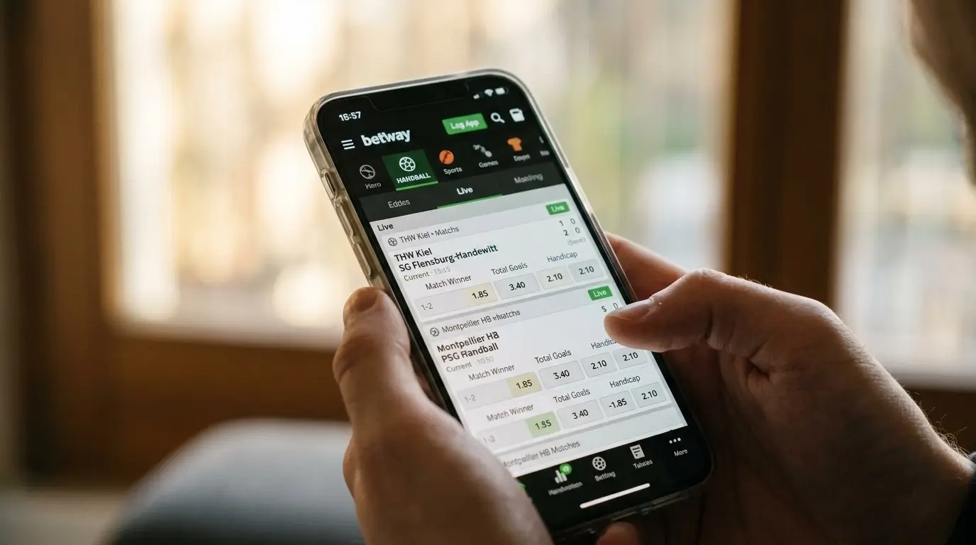 Betway mobile App für Handball-Sportwetten mit Live-Wetten und Wettmarkt-Übersicht