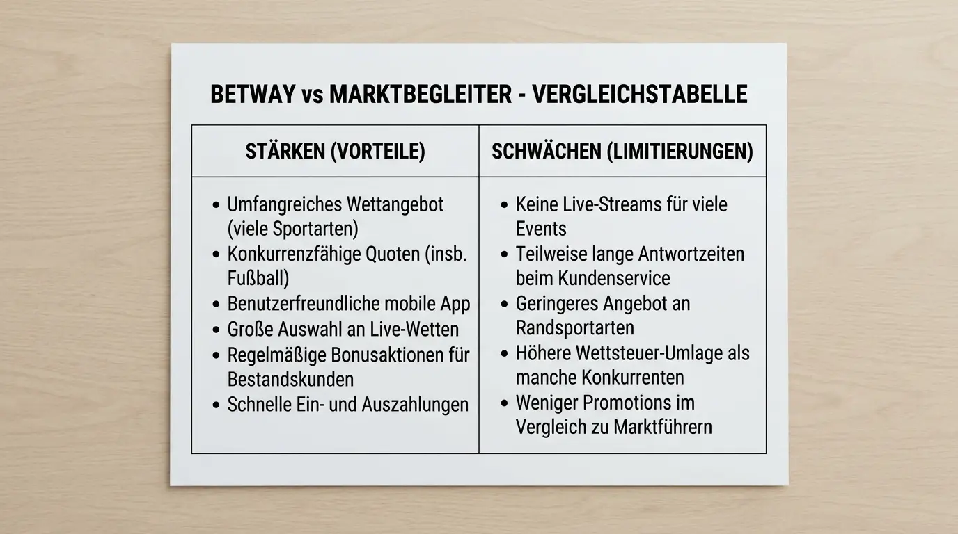 Betway Handball Gesamtbewertung mit Stärken und Schwächen im Vergleich zu anderen Wettanbietern