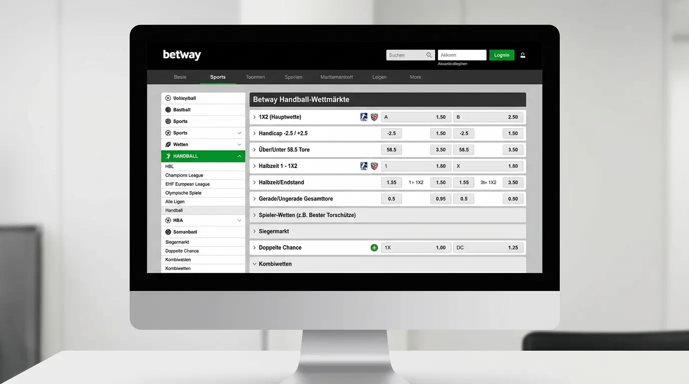 Betway Handball Wettmärkte und Ligaabdeckung für HBL EHF Champions League und internationale Ligen