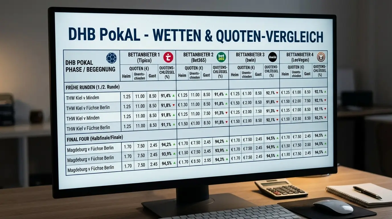 Quotenvergleich DHB Pokal Wetten - Unterschiede zwischen Anbietern in Früh- und Finalrunden