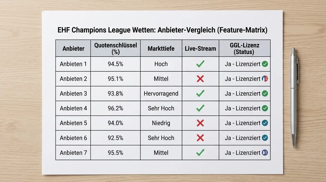 EHF Champions League beste Handball Wettanbieter 2026 im Vergleich nach Quoten und Ligaabdeckung