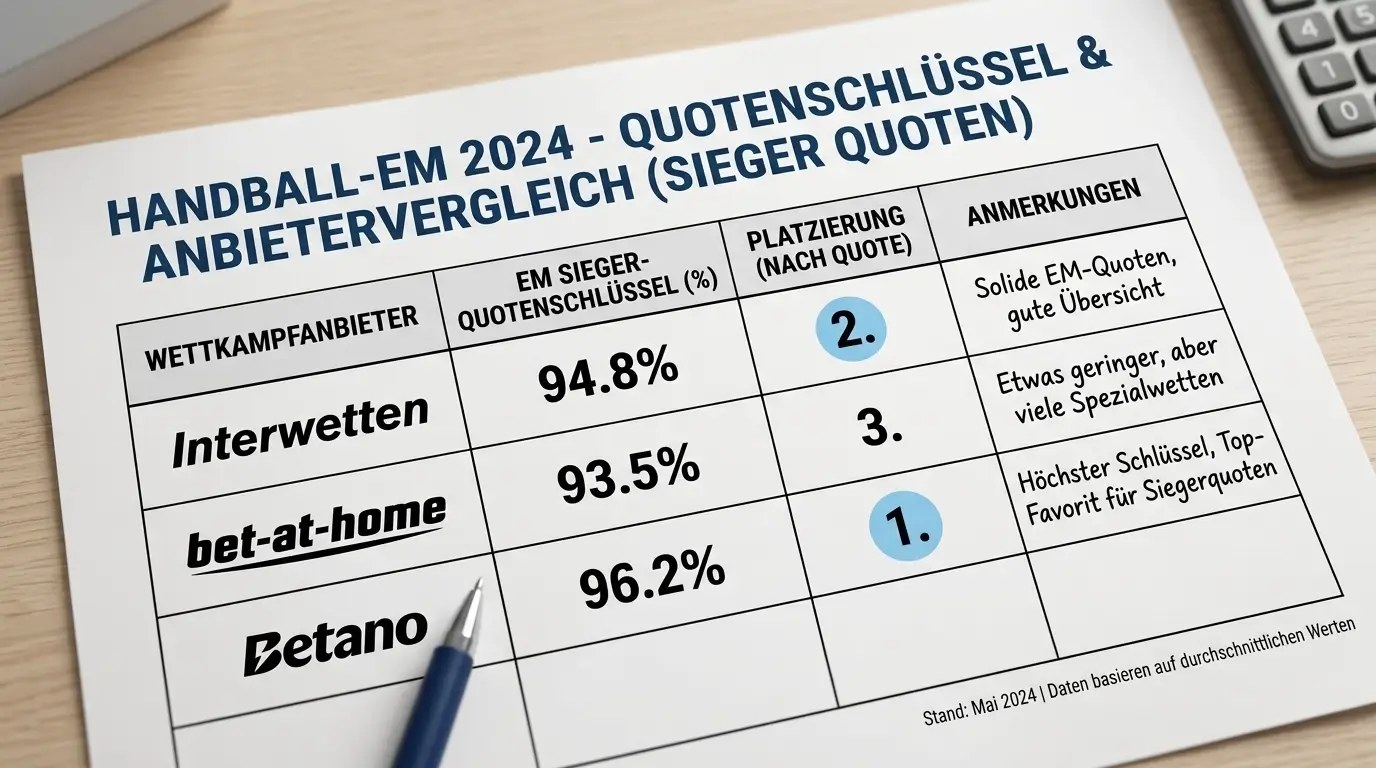 Handball EM Quotenvergleich 2026 mit Interwetten, bet-at-home und Betano für Europameisterschaftswetten
