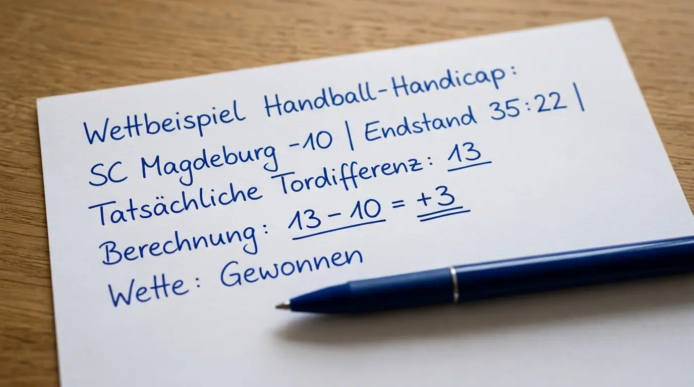 Handball Handicap Wetten Rechenbeispiel - europäisches und Asian Handicap Abrechnungsszenarien