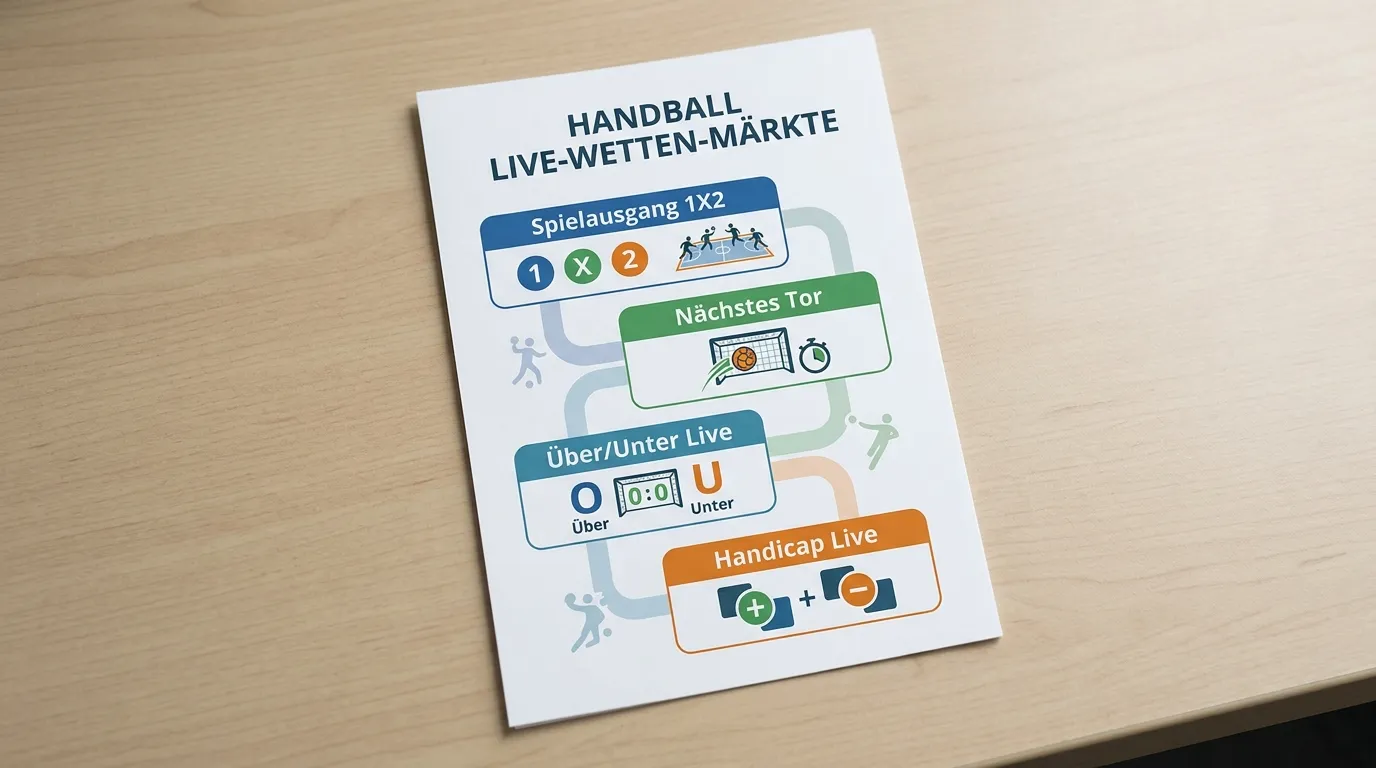 Handball Live Wettmärkte im Überblick — alle verfügbaren In-Play Wettoptionen für HBL und EHF Champions League erklärt