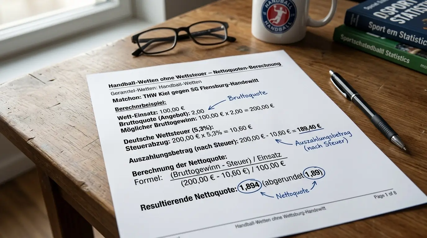 Nettoquotenvergleich Handball Wettanbieter mit und ohne Wettsteuer-Absorption bei HBL-Wetten
