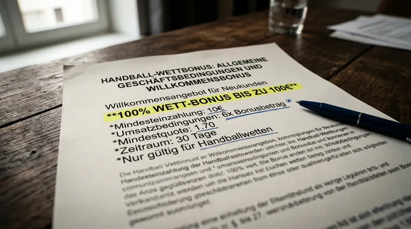 Handball Willkommensbonus Vergleich: Einzahlungsbonus bis 100 Euro bei GGL-lizenzierten Sportwetten-Anbietern