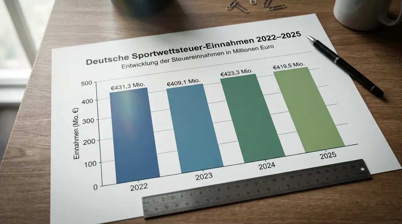 Steuereinnahmen aus deutschen Sportwetten 2022 bis 2025 mit Handball-Wetten als Teil des Markts